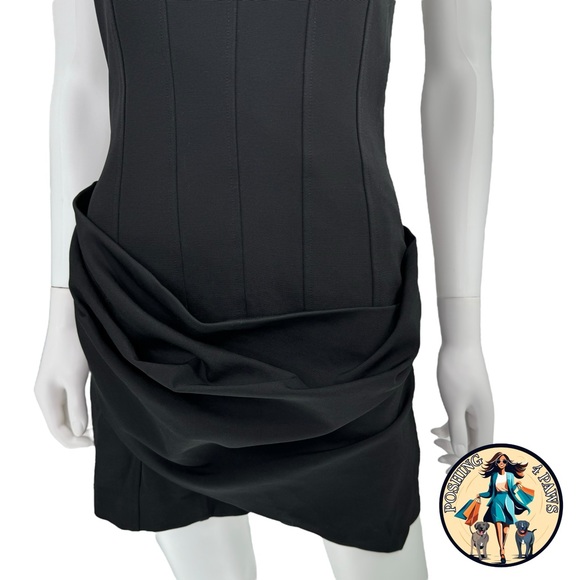 SIMKHAI Luminita Wrap Front Formal Stretch Jersey Mini Dress in Black Size 6 - Picture 3 of 14